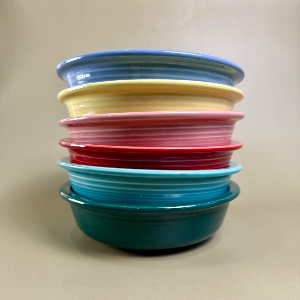 Vintage Fiestaware Rim Cereal Bowls – Set of 6 Multicolor | HLC USA Pottery - Picture 3 of 10